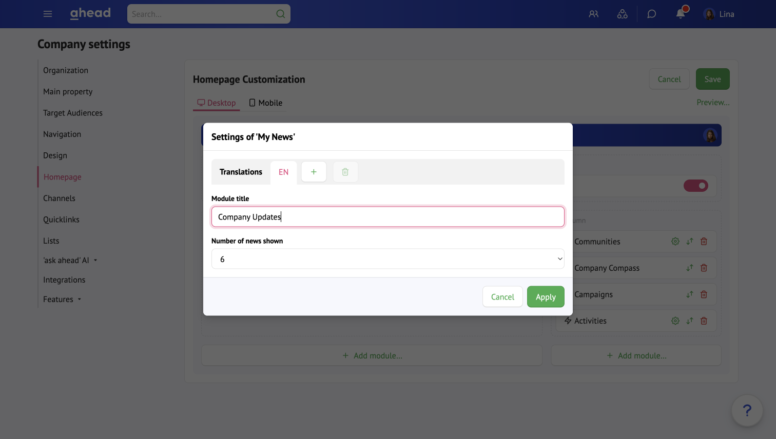 How to customize module titles on your homepage?