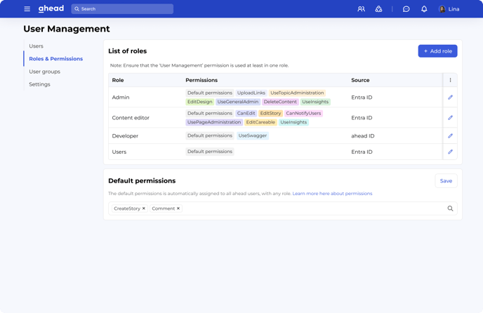 Roles & Permissions