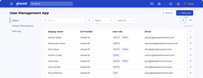 Users list