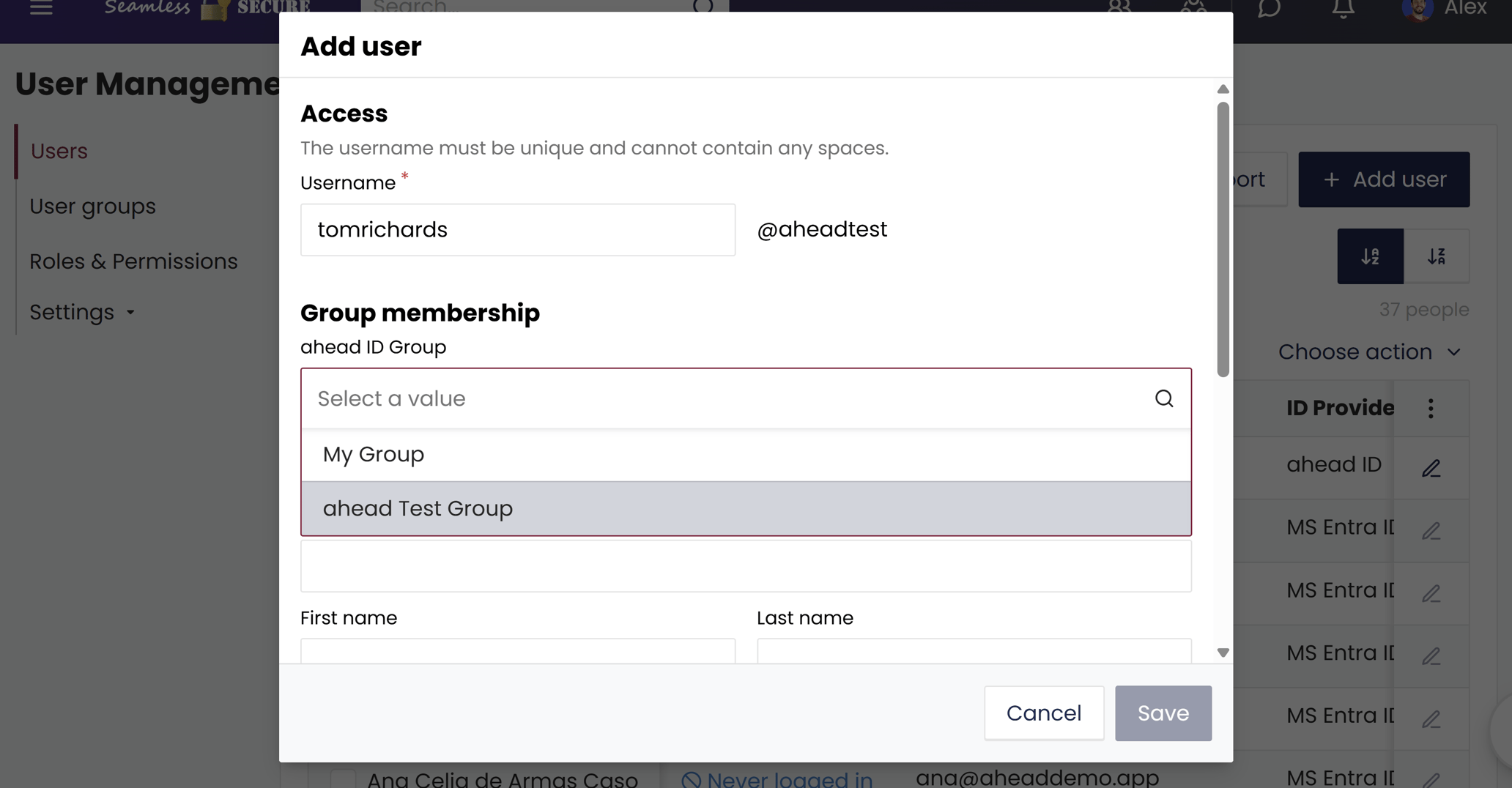 Creating User Groups and adding Users to them